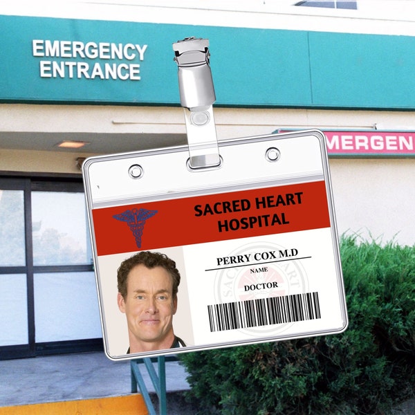 Printable PERRY COX, SCRUBS, Sacred Heart Hospital, Cosplay, id card, id badge, Name badge, Replica,