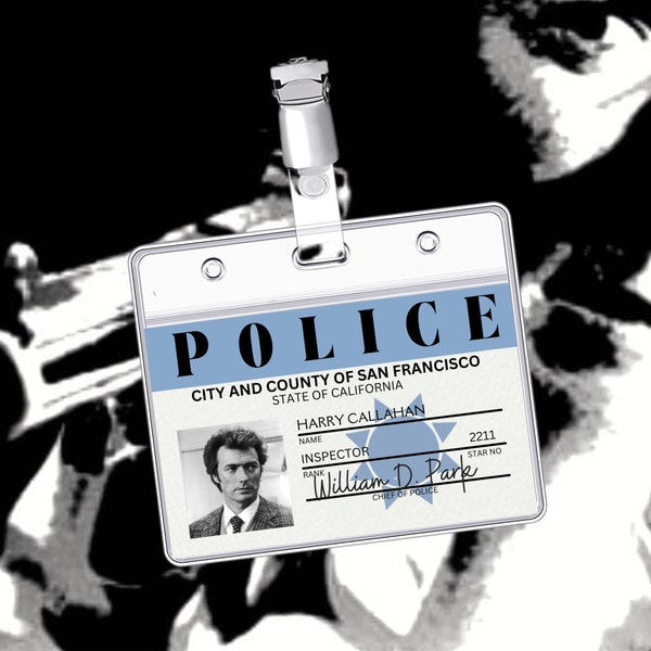 PRINTABLE Harry Callahan ID, Cosplay accessories, Replica, Id card, Name badge, Secret agent badge