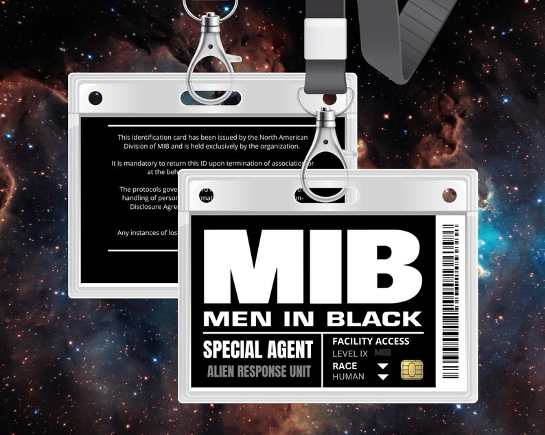 PRINTABLE Men in Black ID Card Badge Special Agent Cosplay Costume Name