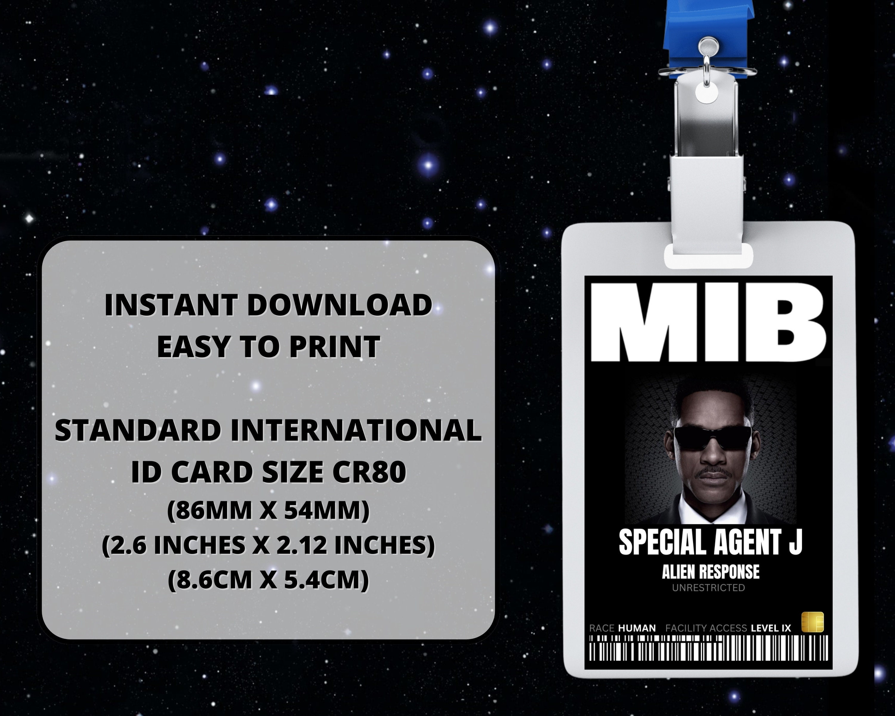 PRINTABLE Man in Black ID Card Badge Special Agent J Etsy PRINTABLE Man in Black ID Card Badge Special Agent J Etsy