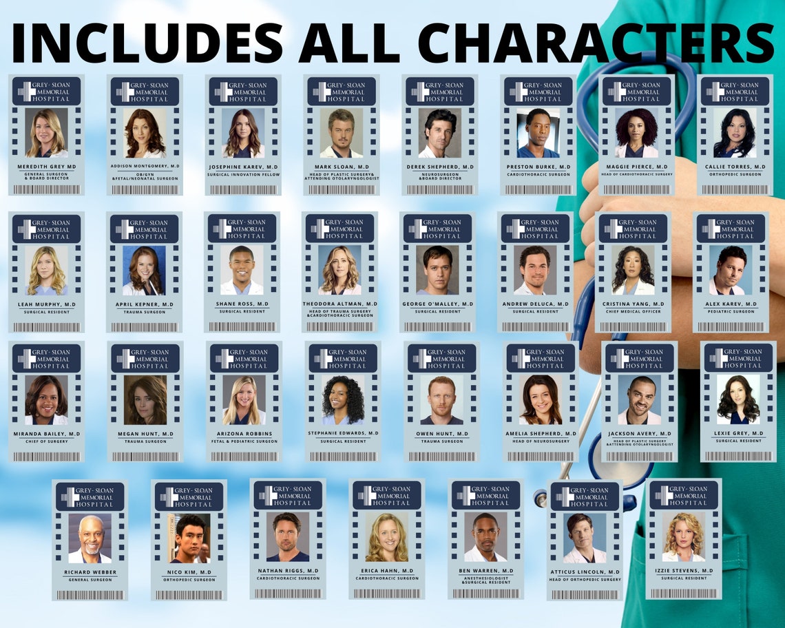 PRINTABLE Grey's Anatomy Set Includes All 31 Key Etsy