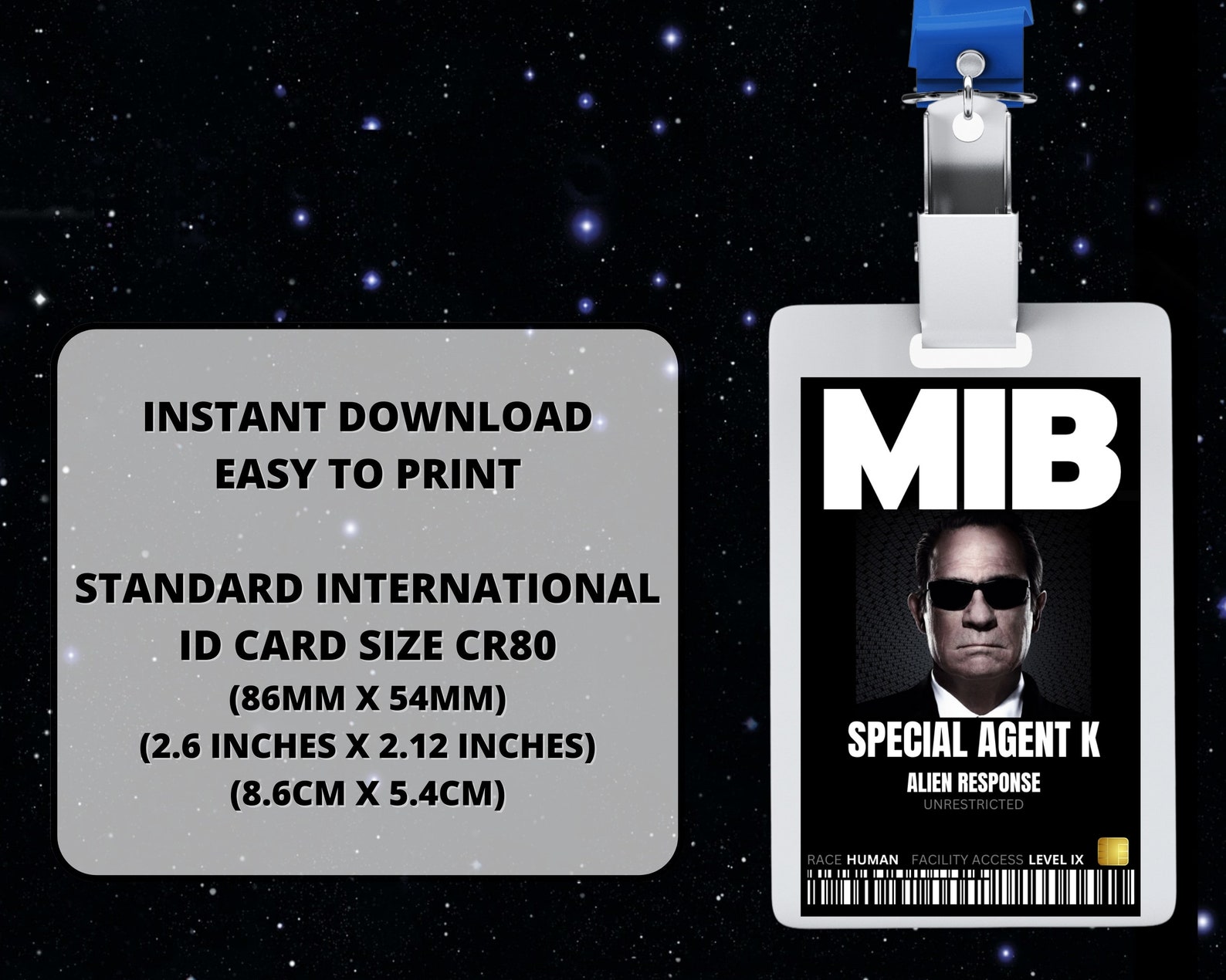 PRINTABLE Man in Black ID Card Badge Special Agent K Etsy PRINTABLE Man in Black ID Card Badge Special Agent K Etsy