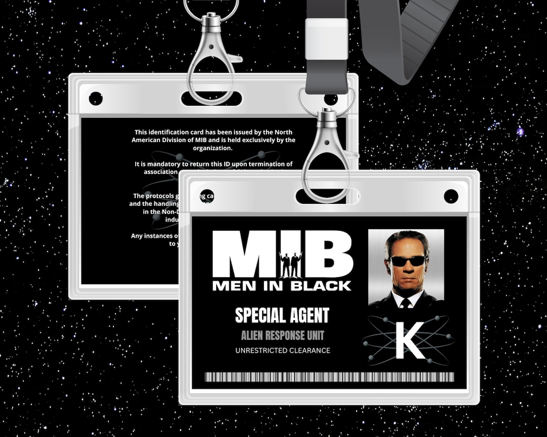 PRINTABLE Men in Black ID Card Badge Special Agent K cosplay PRINTABLE Men in Black ID Card Badge Special Agent K cosplay