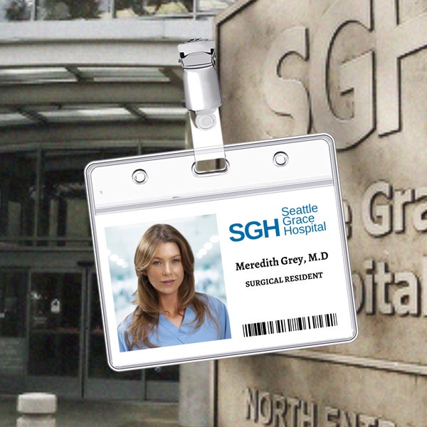 PRINTABLE MEREDITH GREY Surgical Resident id, Seattle Greys Hospital, Greys Anatomy, Cosplay, id card, id badge, Name badge, Replica,