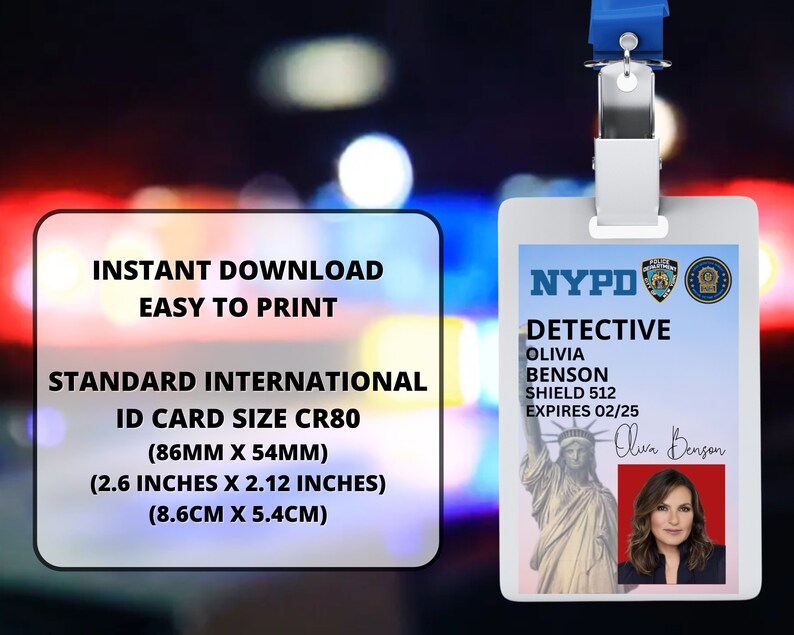 PRINTABLE Olivia Benson Law and Order SVU Cosplay Id Card Etsy Australia