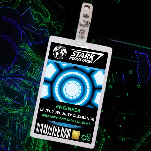 PRINTABLE Stark Industries | ENGINEER | ID Card Badge | Special Agent | Cosplay | Halloween Costume | Name Tag | Prop