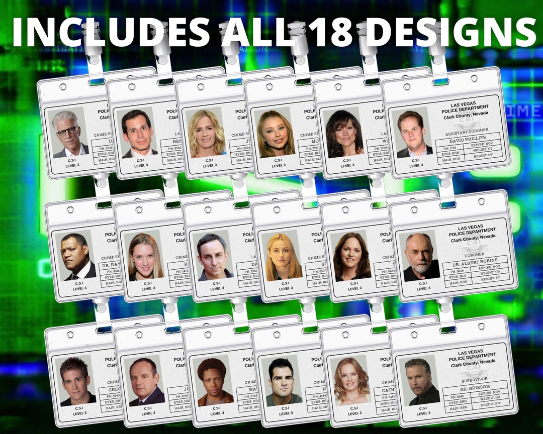PRINTABLE CSI Las Vegas Set 18X Id Badges Cosplay - Etsy