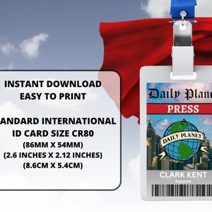 PRINTABLE Daily Planet | Clark Kent | ID Card | Badge | Special Agent ...