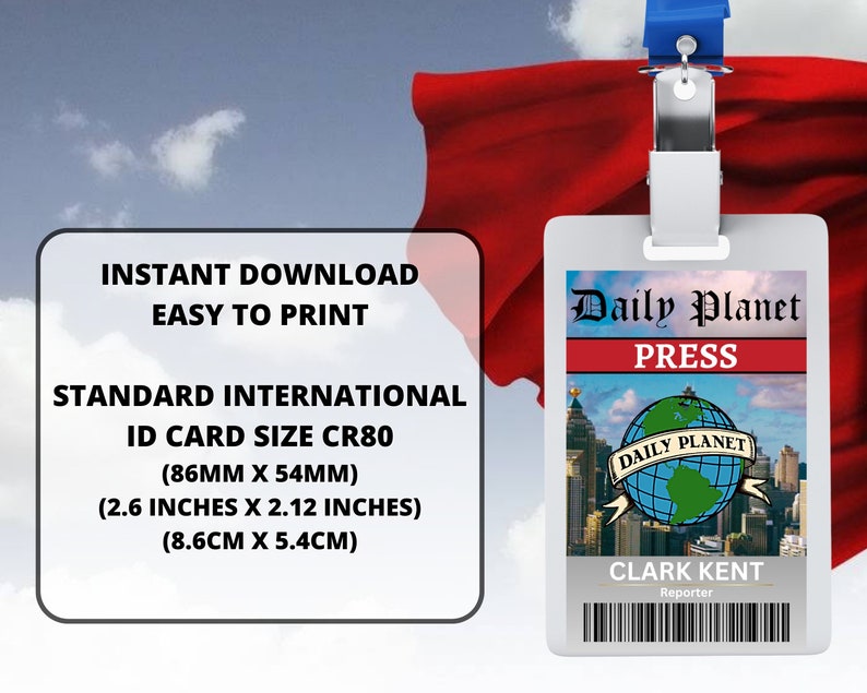 PRINTABLE Daily Planet Clark Kent ID Card Badge - Etsy