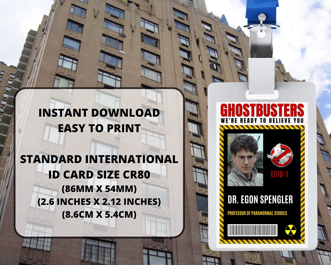 PRINTABLE Egon Spengler Ghostbusters ID Card Replica ID - Etsy