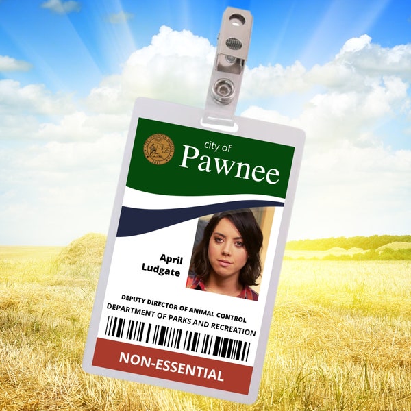 PRINTABLE April Ludgate Parks and Recreation id Card | City of Pawnee | Generic Replica | id Card Badge Cosplay | Costume Name Tag Prop