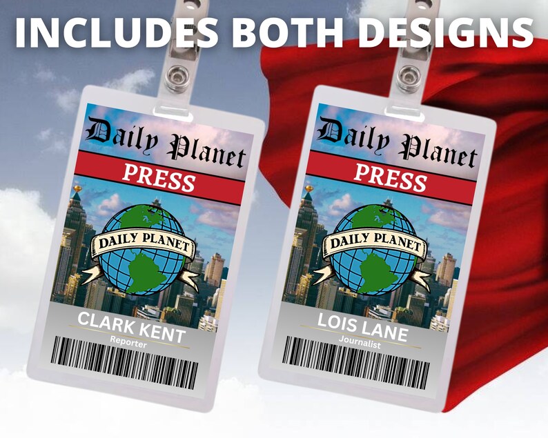 PRINTABLE Daily Planet Clark Kent and Lois Lane Id Cards X2 - Etsy