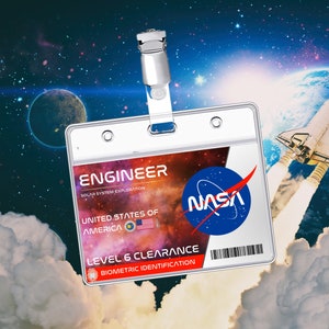Carta d'identità dell'ingegnere della NASA STAMPABILE / Badge / Cosplay / Costume / Targhetta con nome / Prop / Halloween / Generico