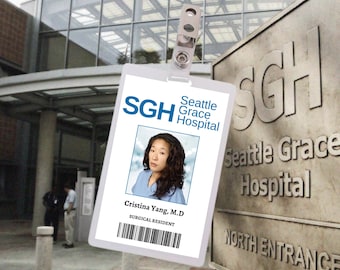 PRINTABLE CRISTINA YANG Surgical Resident id, Seattle Greys Hospital, Greys Anatomy, Cosplay, id card, id badge, Name badge, Replica,