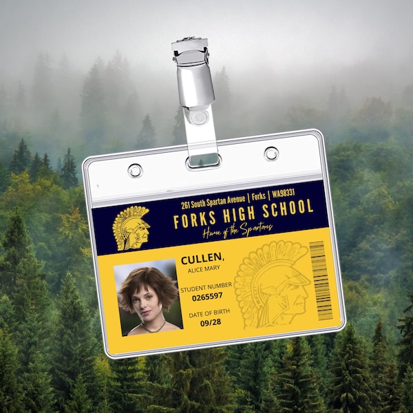 PRINTABLE ALICE CULLEN Access Card, Forks High School, Twilight, Cosplay Id card, Id badge, Name badge, Replica, Halloween