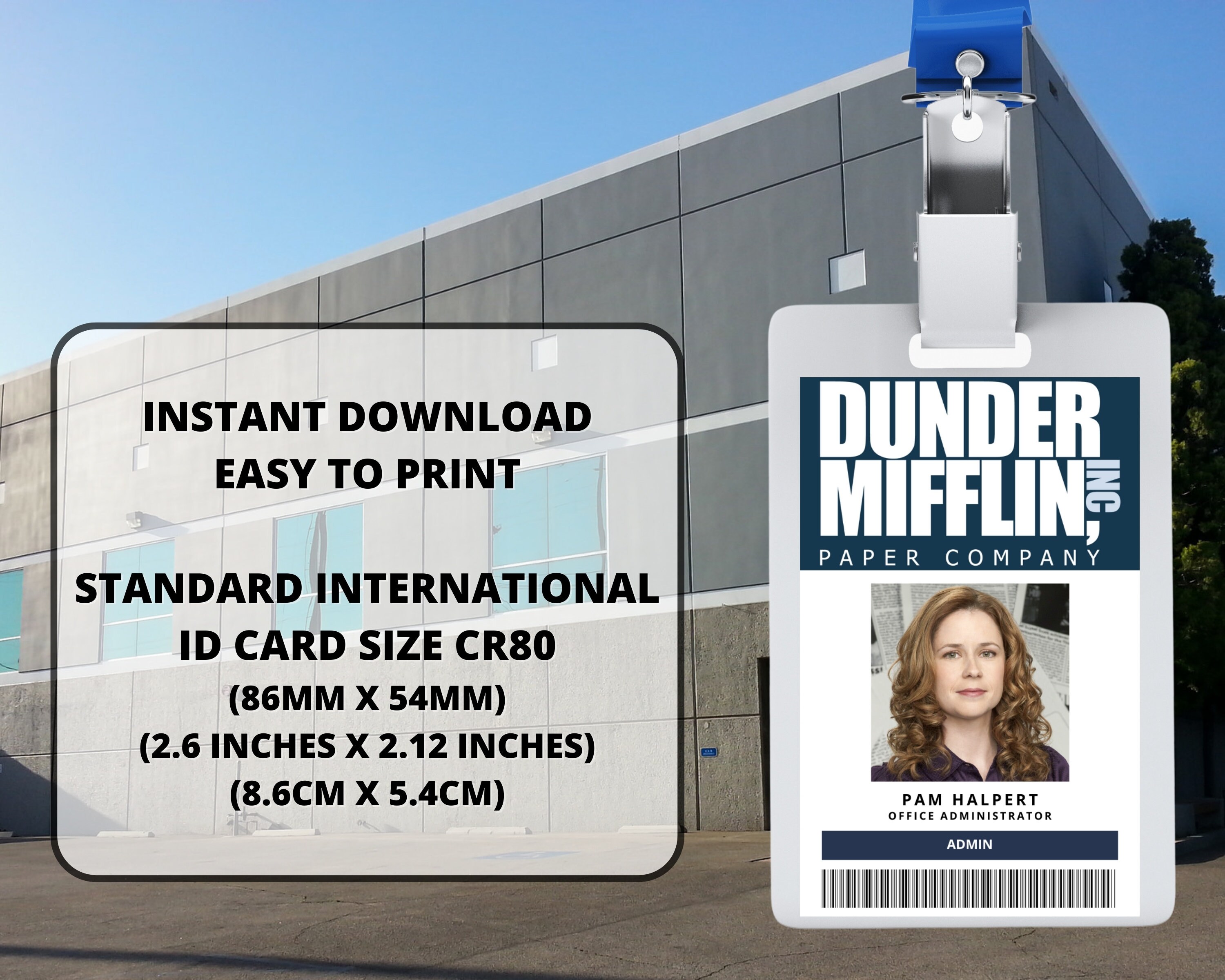 The Office Pam Halpert Beesly Dunder Mifflin ID Badge Card Download Image  Name Tag Cosplay Costume