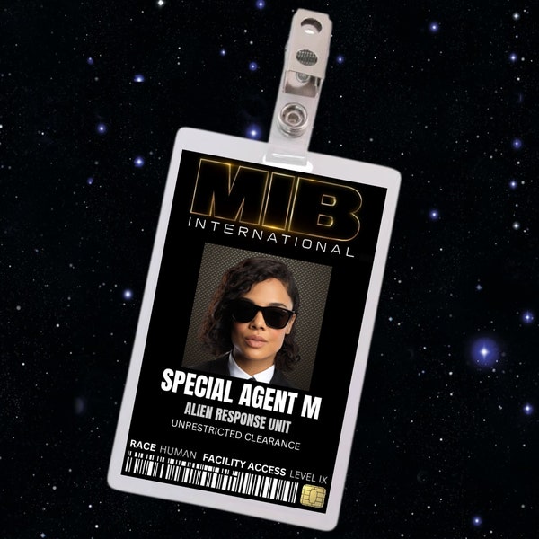 PRINTABLE Man in Black International | Agent M | ID Card Badge | Special Agent | Cosplay | Halloween Costume | Name Tag | Prop