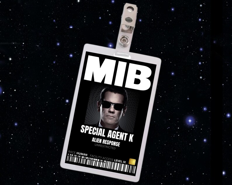 PRINTABLE Man In Black ID Card Badge YOUNG Special Agent K Etsy Australia