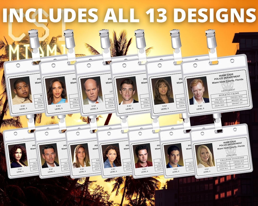 PRINTABLE CSI Miami Id Badges X13 Set, Cosplay, Accessories, Replica ...