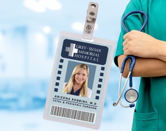 PRINTABLE ARIZONA ROBBINS, Grey's Anatomy, Seattle Grace, Mercy, West, Grey Sloan, Memorial, Cosplay, Id card, Id badge, Name badge, Replica