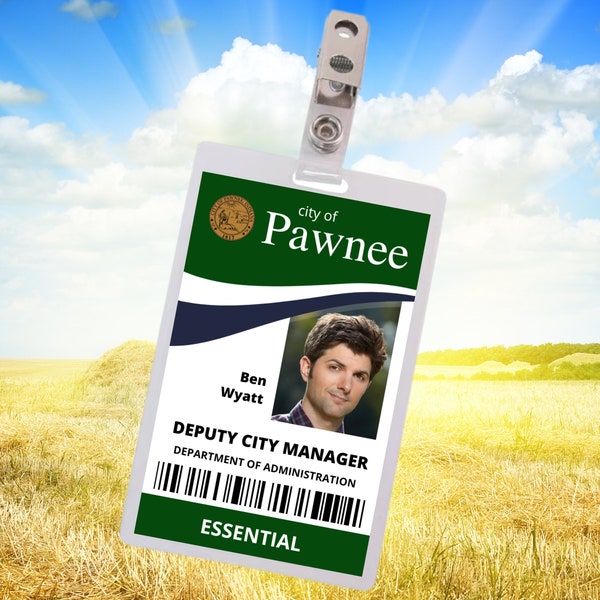 PRINTABLE Ben Wyatt Parks and Recreation id Card | City of Pawnee | Generic Replica | id Card Badge Cosplay | Costume Name Tag Prop