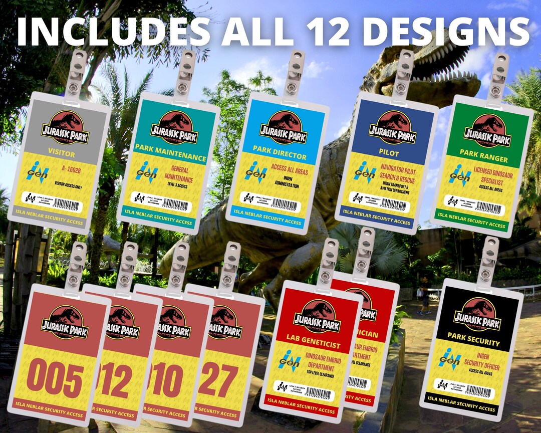 PRINTABLE Jurassic Park Ingen ID Badges | Park Division | ID Card Badge ...