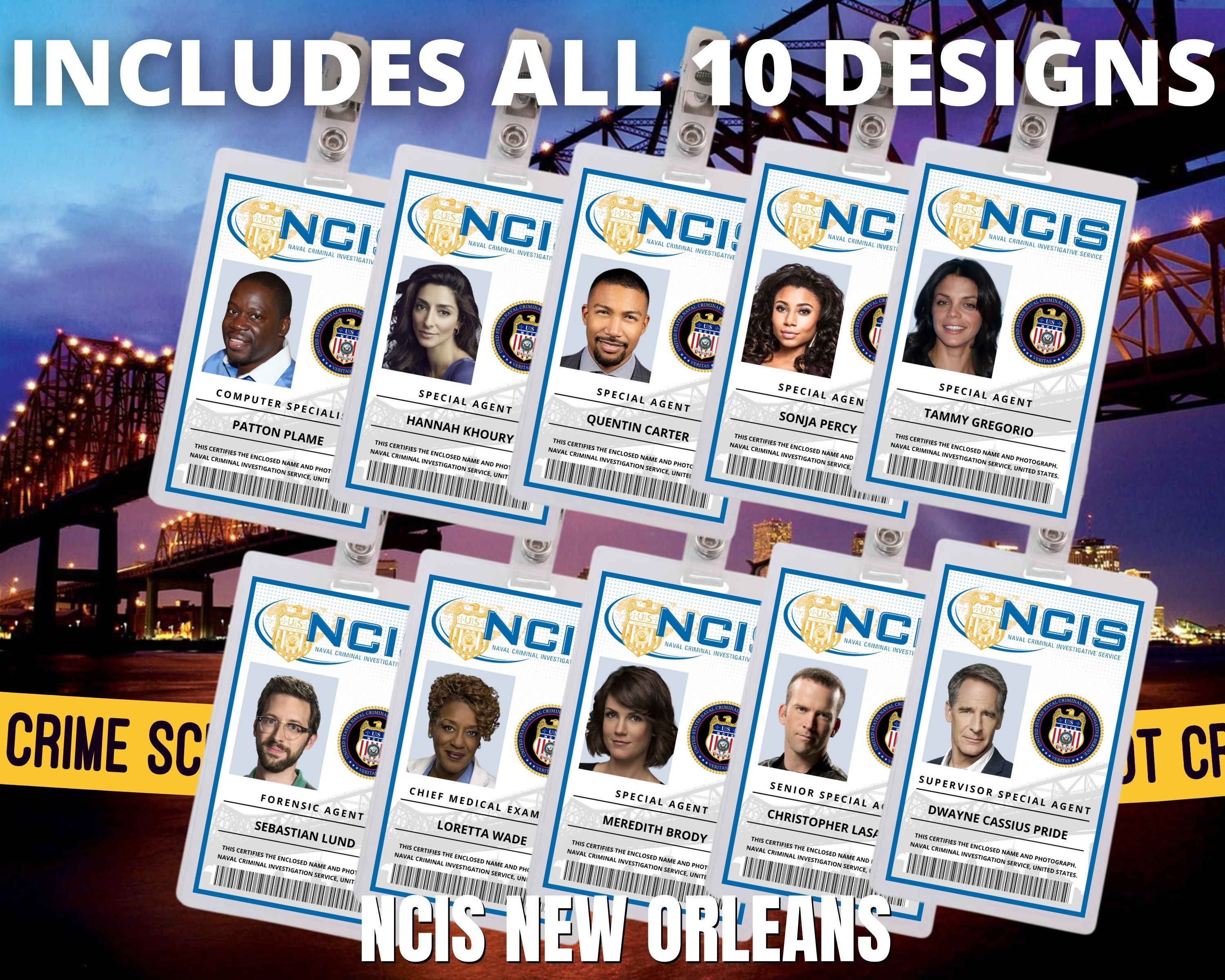 PRINTABLE NCIS New Orleans Id Card Collection X10 NCIS New Etsy