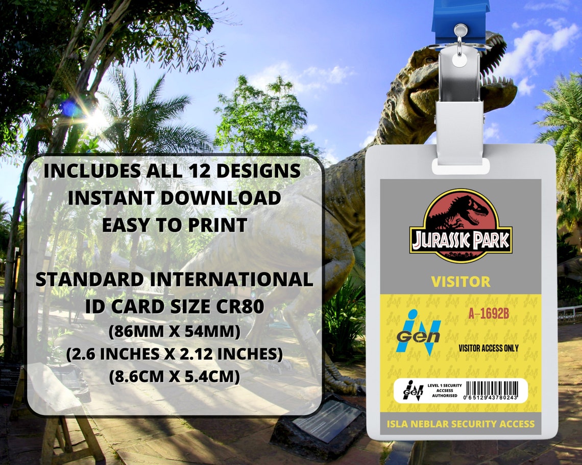 PRINTABLE Jurassic Park Ingen ID Badges Park Division ID - Etsy