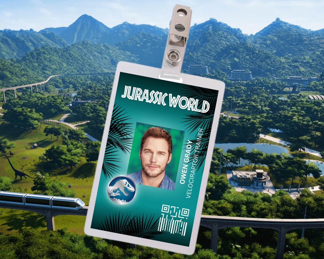 PRINTABLE Jurassic Park Owen Grady ID Card | Park Division | ID Badge | Cosplay | Costume | Name ...