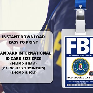 PRINTABLE FBI, BAU Special Agent, Id Badge, Cosplay Accessories ...