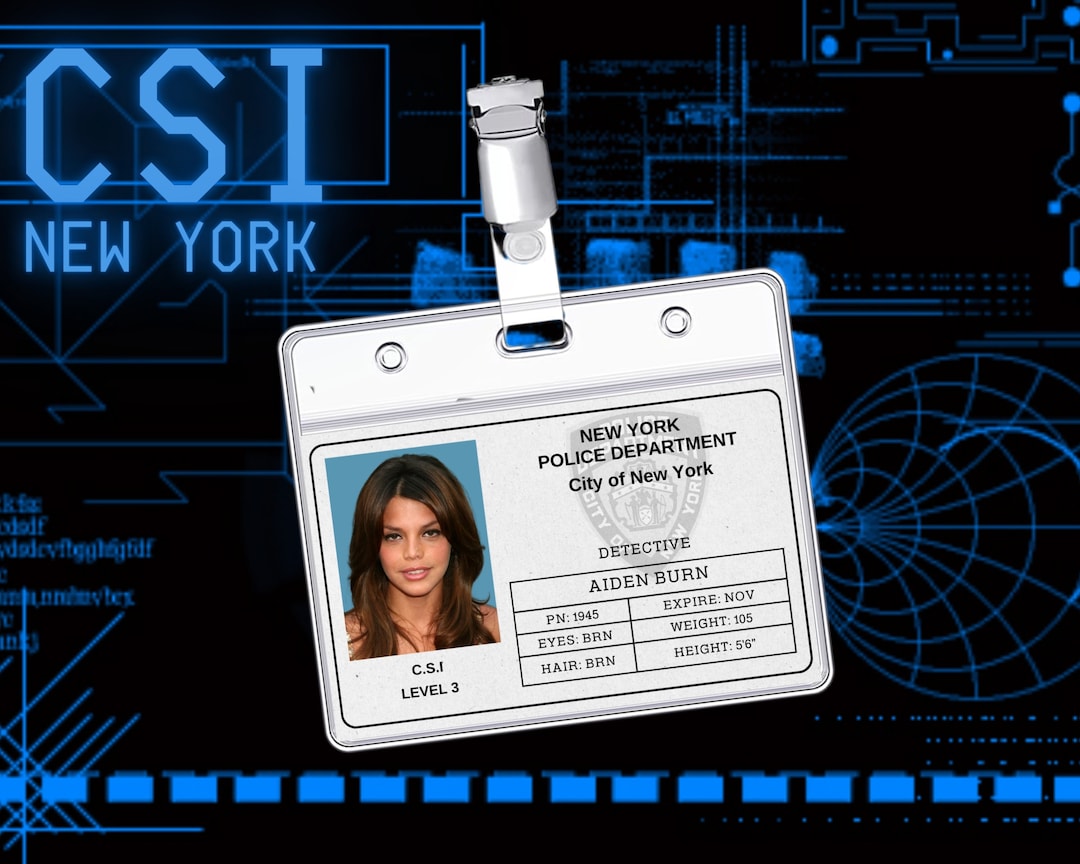 PRINTABLE Aiden Burn, CSI New York, Id Badge, Cosplay, Accessories