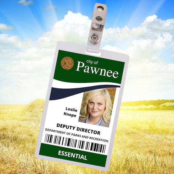 PRINTABLE LESLIE KNOPE Parks and Recreation id Card | City of Pawnee | Generic Replica | id Card Badge Cosplay | Costume Name Tag Prop