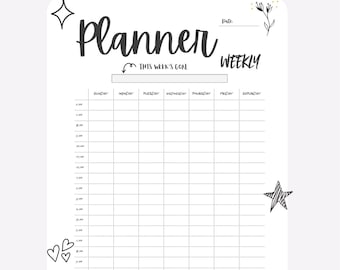 Printable Weekly Planner Template: Undated A4/A5/Letter Sizes (Digital Download)