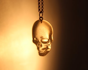 Crystal Cast Golden Flake Skull, Heavy Duty Golden Stainless Steel Chain