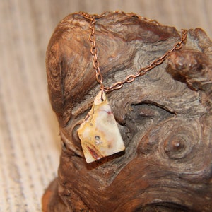 Ciondolo in agata in pizzo pazzo del Messico naturale / ciondolo a fette su catena di rame per impieghi gravosi, collana