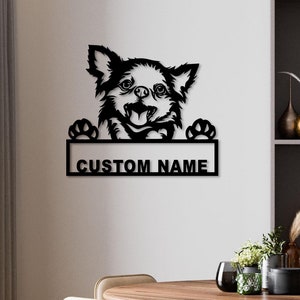 Custom Chihuahua Dog Metal Wall Art, Personalized Pet Name Decor, Indoor Outdoor Metal Art, Custom Pet Gift For Dog Lover, Pet Memorial Sign