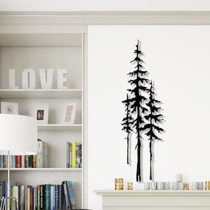 Wispy Pine Trees Metal Wall Art, cartello in metallo con albero di cedro, decorazione per la casa con tre alberi, decorazione da parete in metallo con acciaio, decorazione naturale, arte forestale