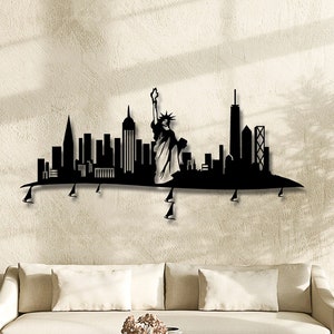 New York Skyline Metal Wall Art, NYC Silhouette Wall Decor, Modern Urban Metal Artwork, New York Cityscape Art, Contemporary Office Decor
