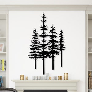 Arte murale in metallo a forma di albero di pino, decorazione murale con grande albero, decorazione per esterni, decorazione da fattoria, decorazione sopra il camino, arte murale con foresta, regali per gli amanti della natura