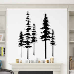 Pine Tree Forest Wall Art, Evergreen Trees Metal Wall Decor, Nature and Cabin Art, Pine Tree Branches for Farmhouse Decor