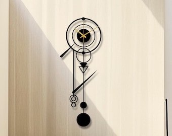 Large Modern Boho Metal Wall Clock, Unique Handmade Art Deco and Mid Century Design, Elevate Your Space with a Luxury Metal Wall Clock