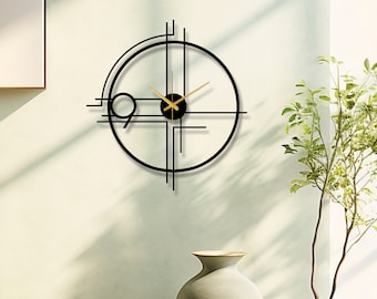 Large Modern Wall Clock, Unique Wall Clock, Metal Number Wall Clock, Decorative Clock, Wanduhr, Elegant Minimalist Wall Clock for Livingroom