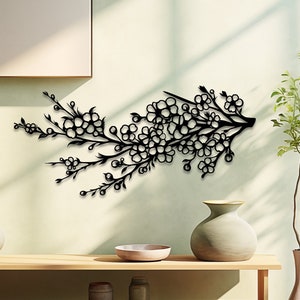 Cherry Blossom Branch Metal Wall Art, Modern Japanese Tree Art, Nature Inspired Metal Decor, Branch Wall Sculpture, Housewarming Gift
