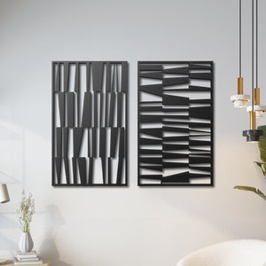 Contemporary Mid Century Modern Metal Wall Art, Set of 2 Midcentury Modern Metal Wall Decor Pieces, Mid Mod Home and Kitchen Decor