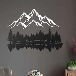 Mountain Forest Silhouette Metal Wall Art Nature Decor Gift, Trendy Large Metal Wall Art Room Decor, Outdoor Decor, Mountains Call You