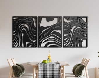 Zebra Pattern Metal Wall Art , 3 Piece Living Room Set , Set of 3 Panel Metal Wall Decor , Three Piece Bedroom Art , Modern Home Decors