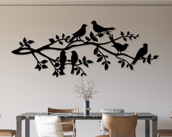 Birds on Branch Metal Wall Decor, Metal Birds Wall Art, Birds Sign, Living Room Wall Art, Interior Decoration, Wall Hangings, Birds Art