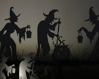 Halloween-Hexe-Dekor für im Freien, Halloween-Dekoration für den Vorgarten, Metall-Yard-Kunst für die Halloween-Thema-Idee