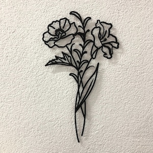 Poppy Flower Metal Wall Art, Minimalist Spring Flowers, Floral Wall Art, Nature Wall Hanging, Boho Home Decor, Housewarming Gift