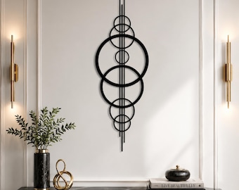 Metal Circular Geometric Wall Art, Modern Minimalist Metal Wall Decor for Living Room & Office, Unique Wall Hanging, Christmas Gift Idea
